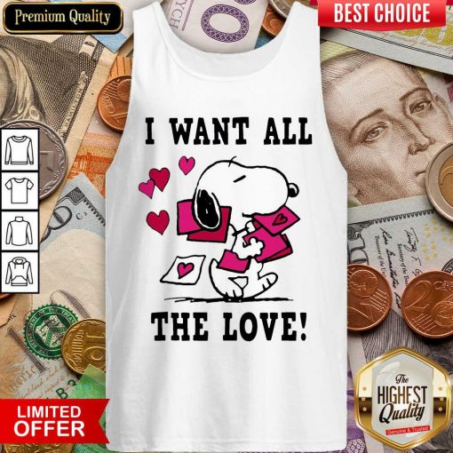 Peanuts Snoopy All The Love Valentines Tank Top - Design By Viewtees.com
