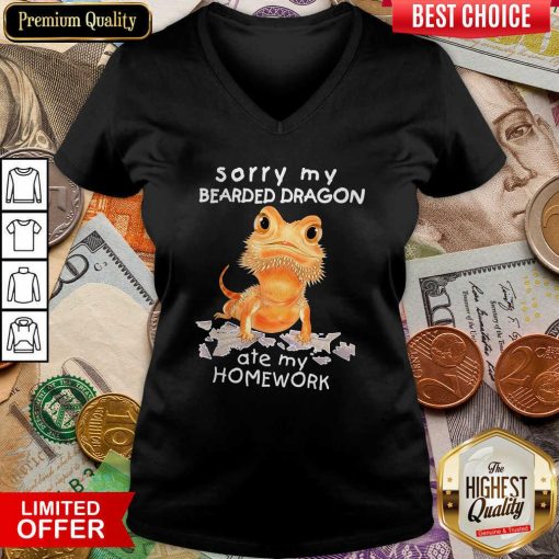 Sorry My Bearded Dragon Ate My Homework V-neck - Design By Viewtees.com