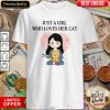 Chibi Girl Just A Girl Who Loves Her Cat Shirt - Design By Viewtees.com