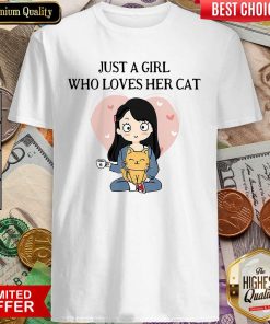 Chibi Girl Just A Girl Who Loves Her Cat Shirt - Design By Viewtees.com