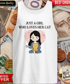 Chibi Girl Just A Girl Who Loves Her Cat Tank Top - Design By Viewtees.com