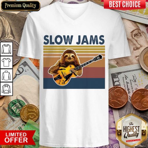 Hot Sloth Playing Guitar Slow Jams Vintage 06 V-neck