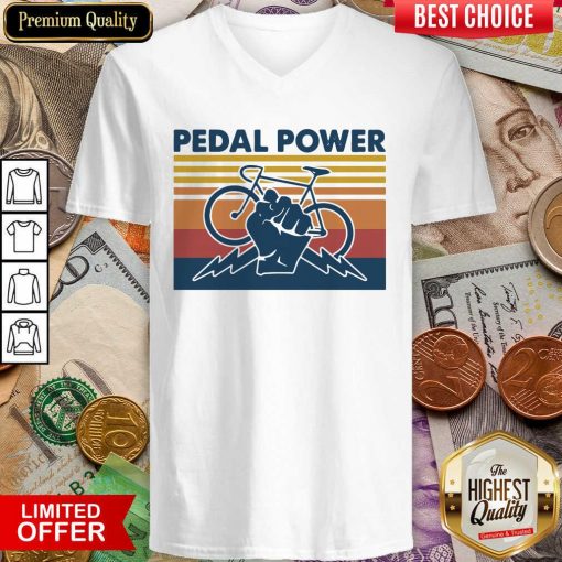 Bicycle Pedal Power Vintage Retro V-neck - Design By Viewtees.com