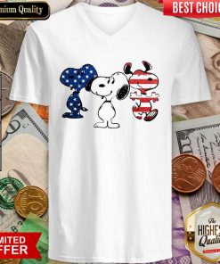 Snoopy American Flag Version V-neck - Design By Viewtees.com