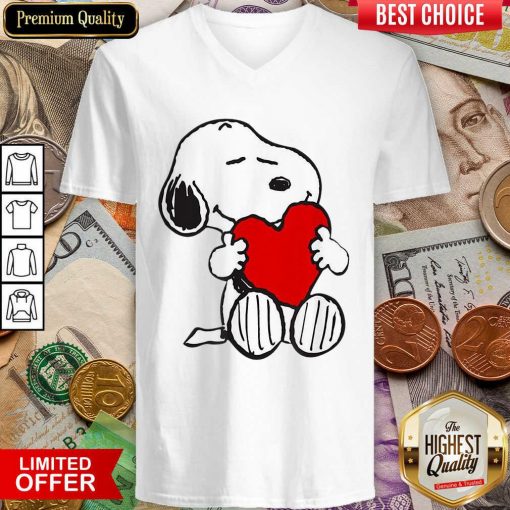 Snoopy Hug Heart Valentines Day V-neck - Design By Viewtees.com