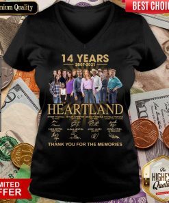 Official 14 Years 2007 2021 Heartland For The Memories V-neck