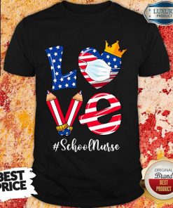 Love American Flag School Nurse Shirt