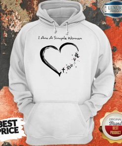 I Am A Simple Woman Boxing Dog Paw Wine Heart Hoodie