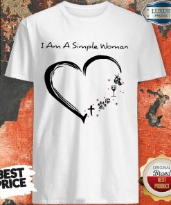 I Am A Simple Woman Boxing Dog Paw Wine Heart Shirt