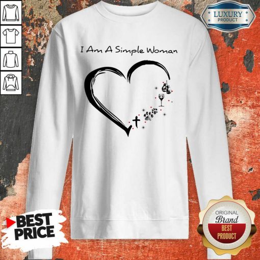 I Am A Simple Woman Boxing Dog Paw Wine Heart Sweartshirt