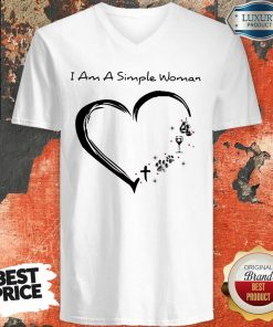 I Am A Simple Woman Boxing Dog Paw Wine Heart V-neck