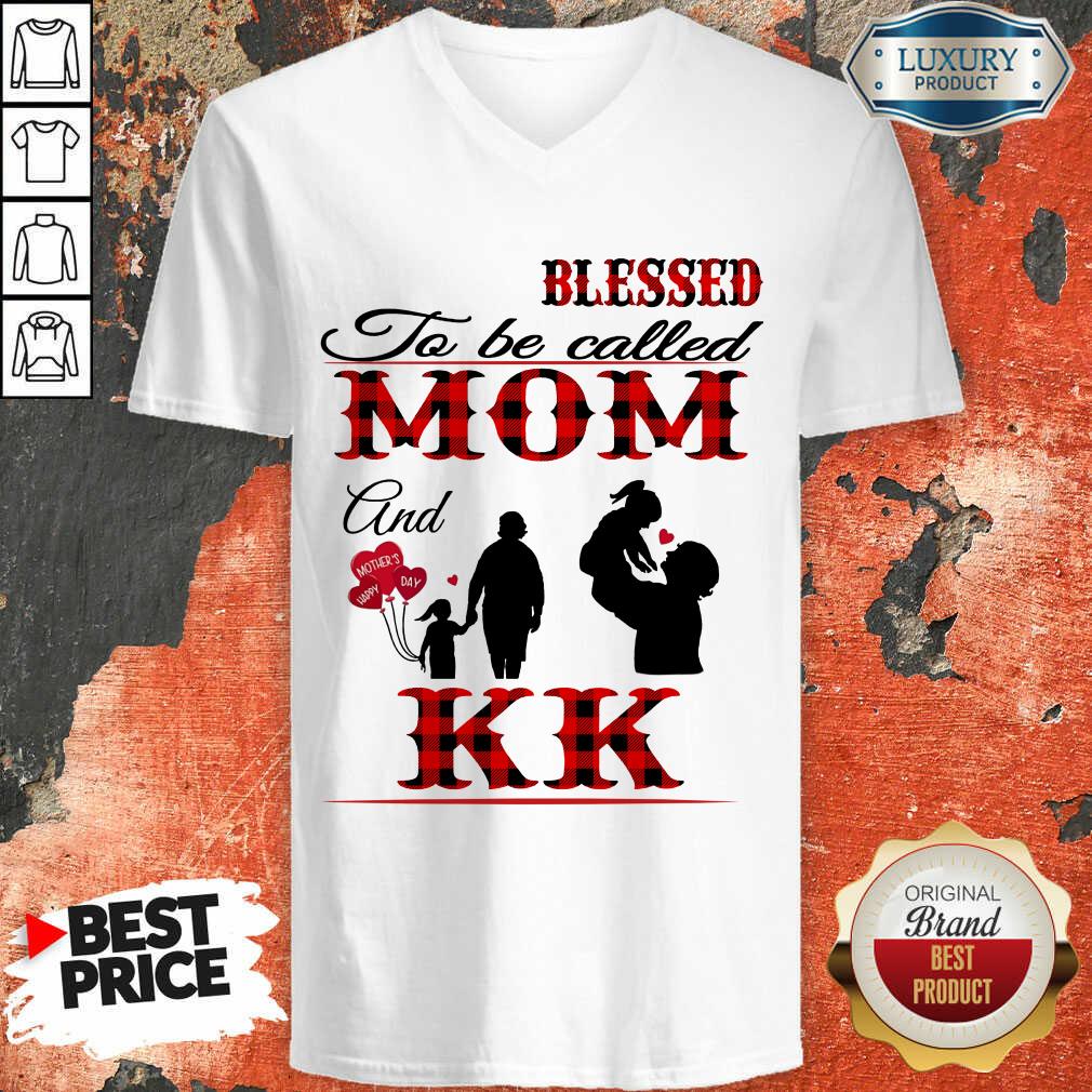 Red Blessed To Be Called Mom And Kk V-neck