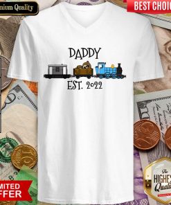 Father's Day Steam Train Daddy Est 2022 V-neck
