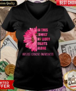 In This Family Nobody Fights Alone Breast Cancer Awareness V-neck